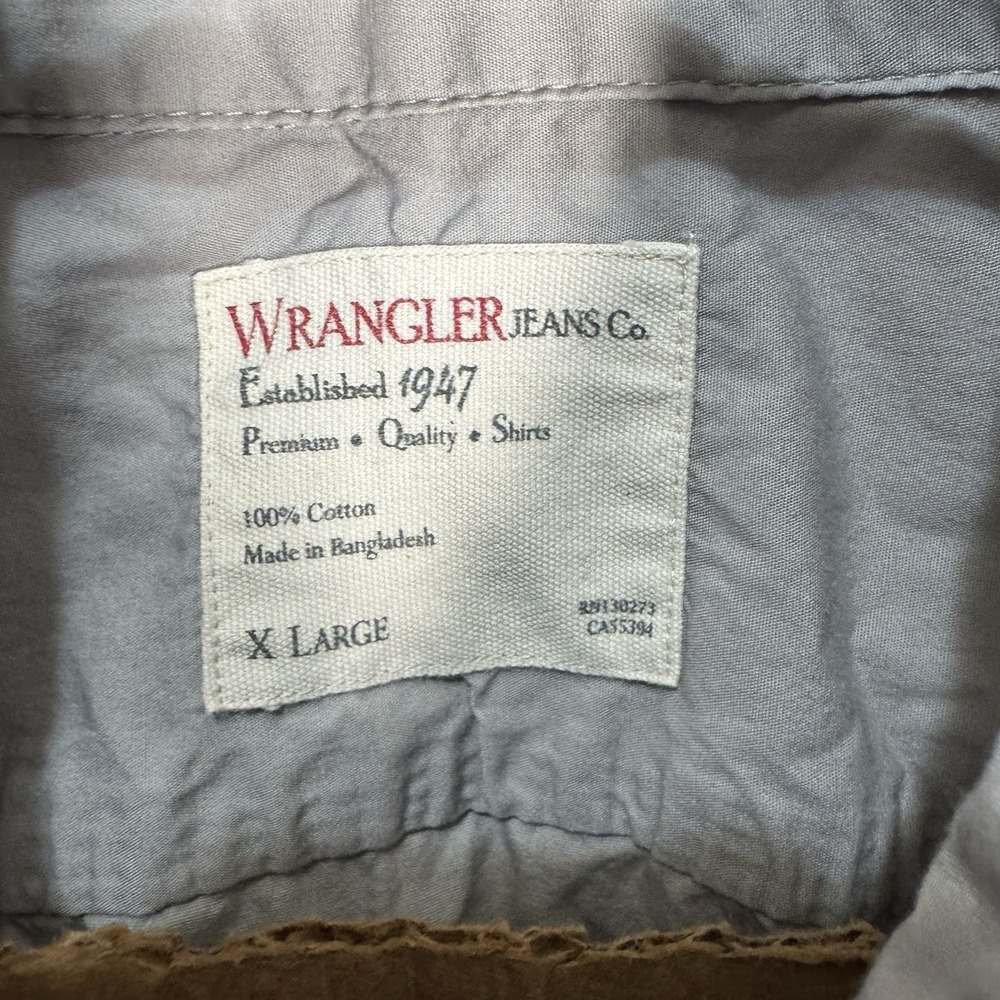 Wrangler Jean Co. Button Down Shirt Mens X-Large XL Long Sleeve Gray 100% Cotton - Picture 9 of 14